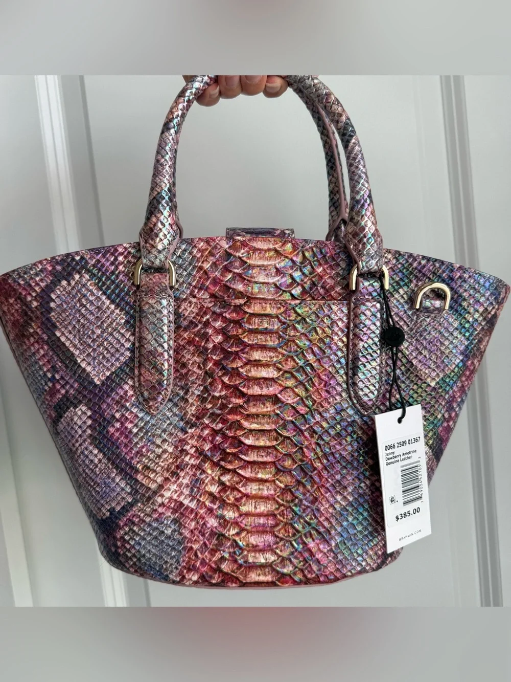 Brahmin Jenny Dewberry Ametrine Leather Satchel Handbag